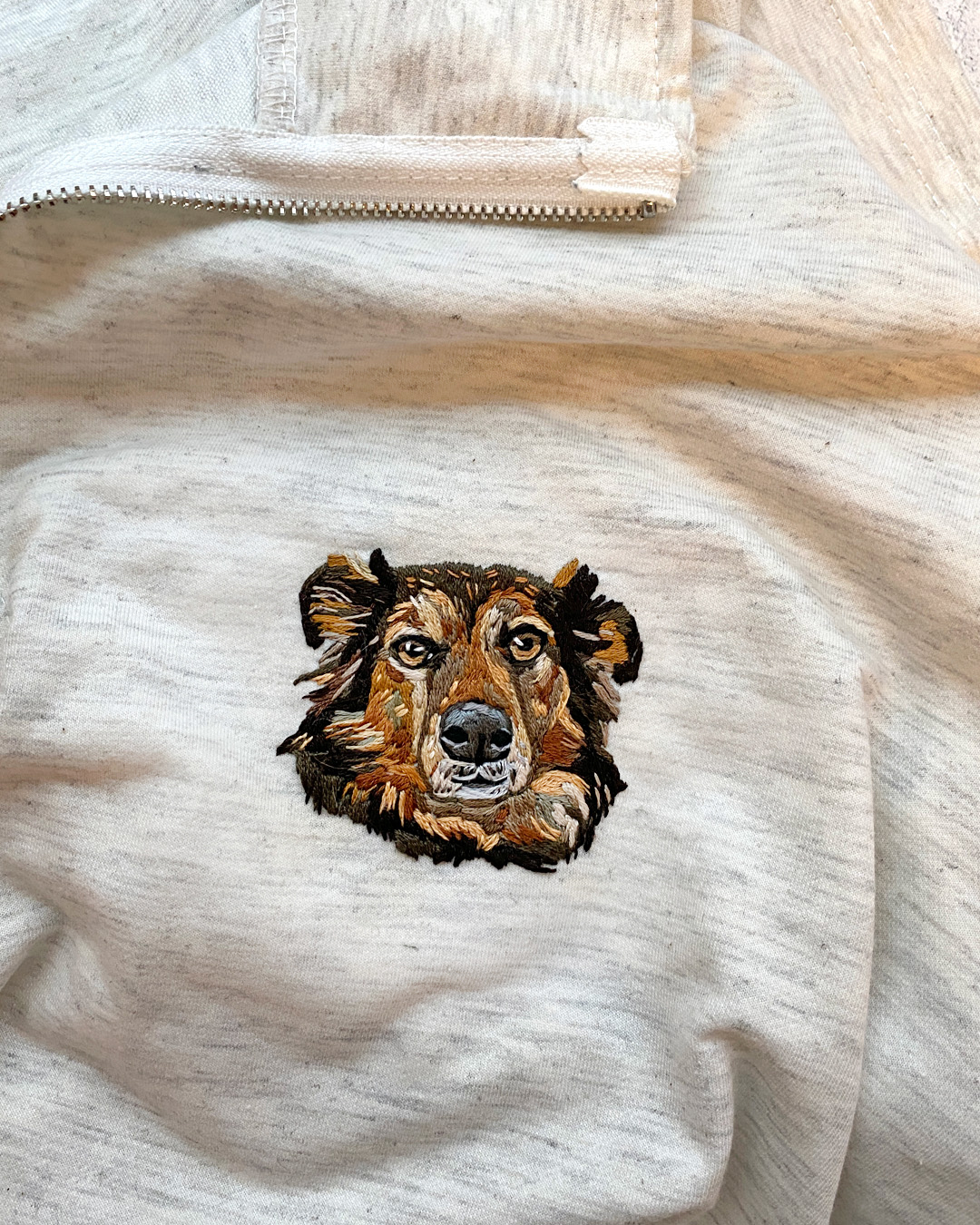 Custom pet portrait on clothing by Brown Paper Stitch