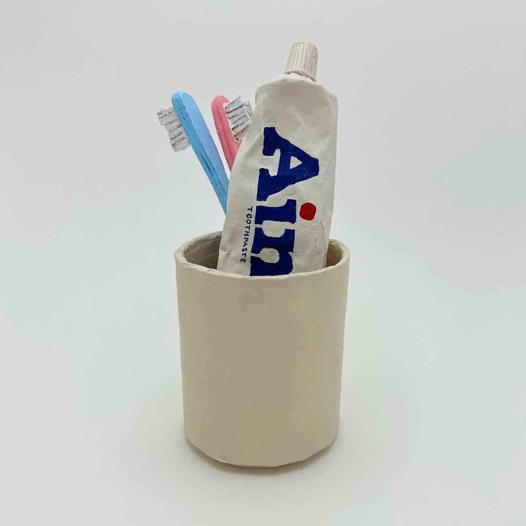 Paper mache toothpaste by Bernie Kaminski