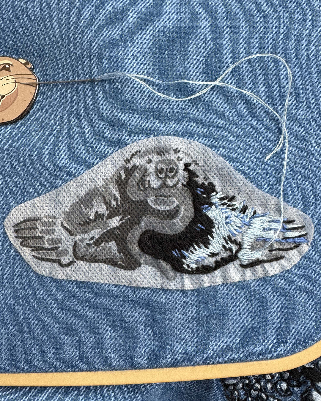 Mole embroidery by Sara Barnes of Bear&Bean